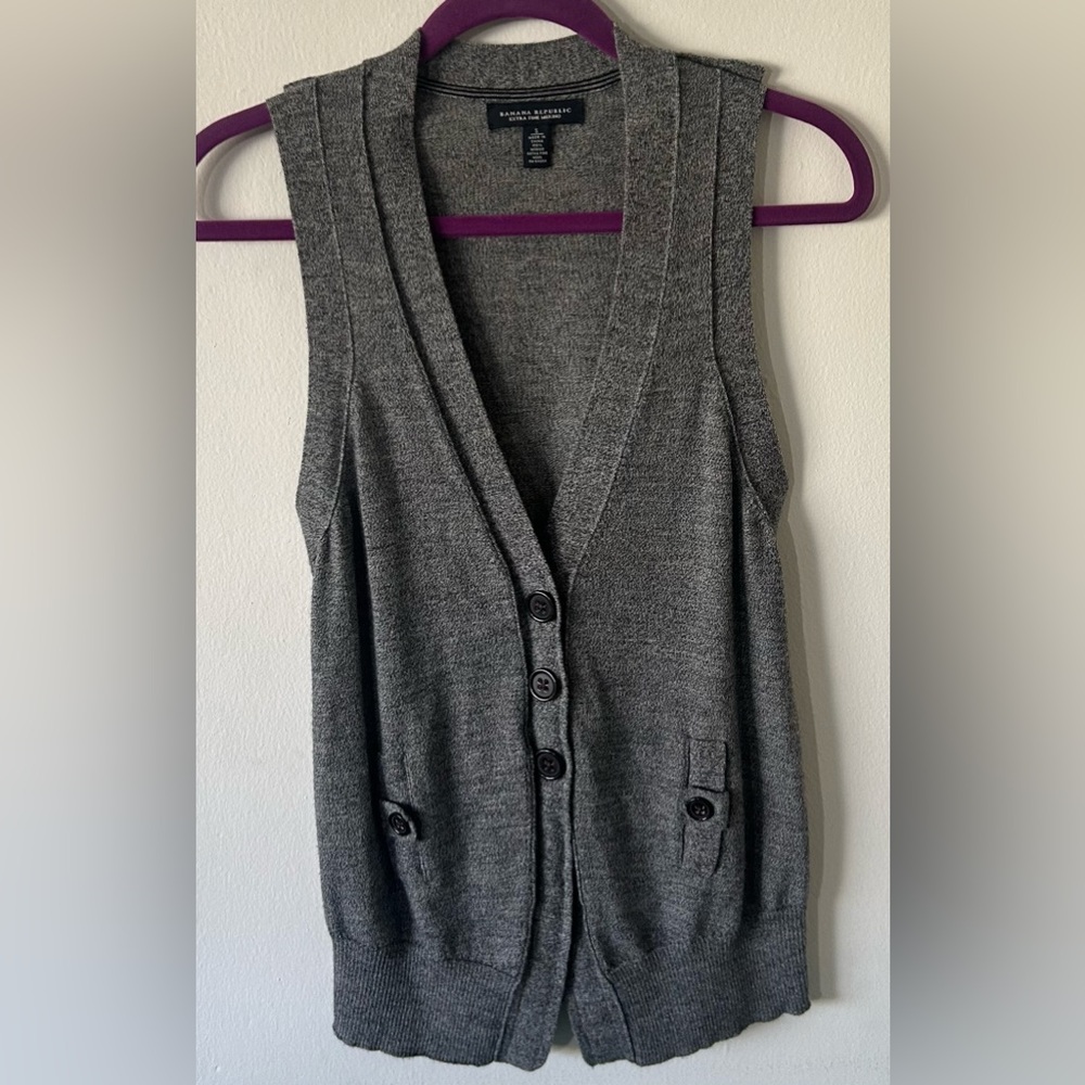 Banana Republic Charcoal Women's Cardigan Vest